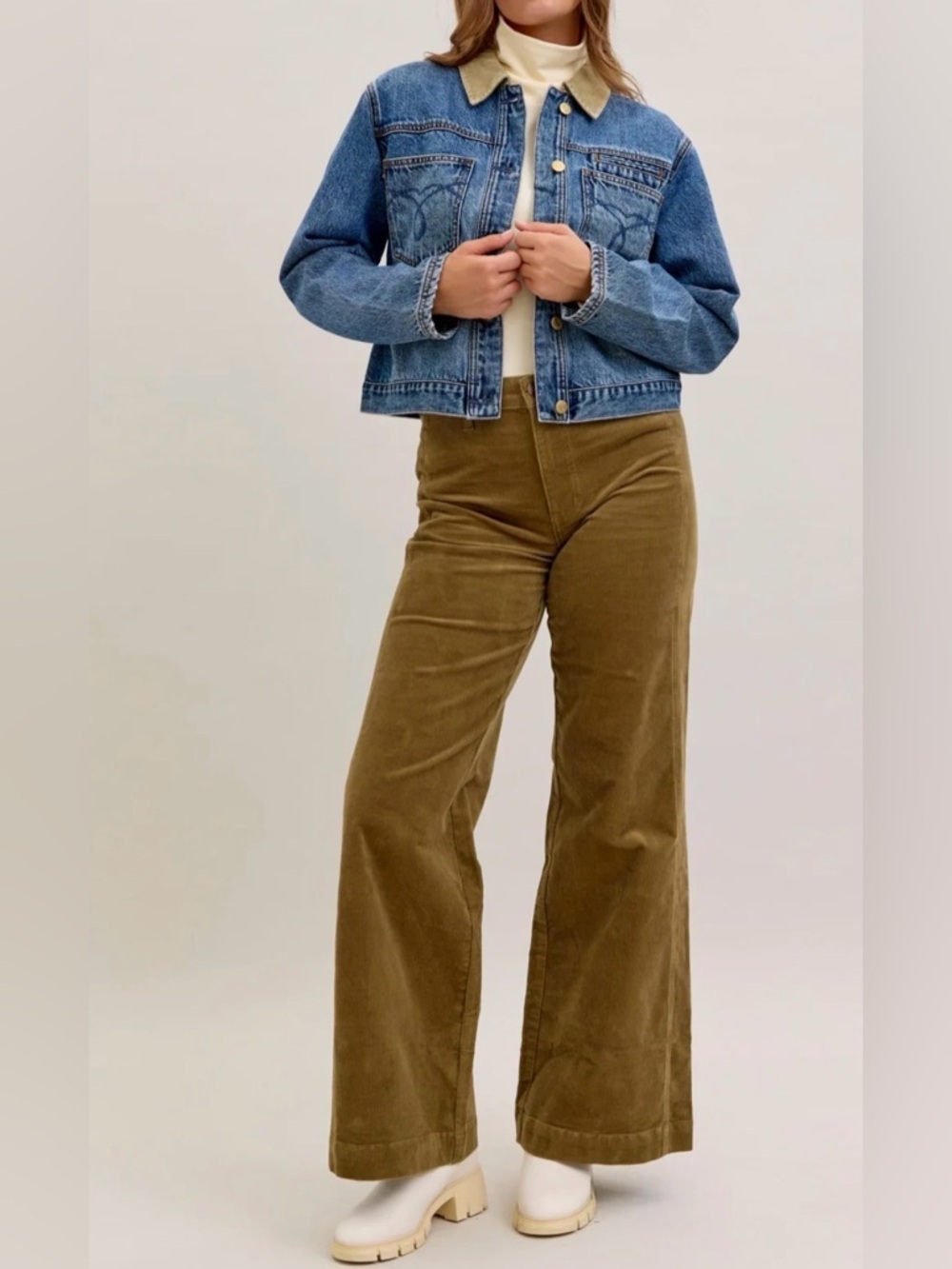 Judy Blue NWT Retro Wide High Waist Corduroy Pants in Olive Brown, 1/25